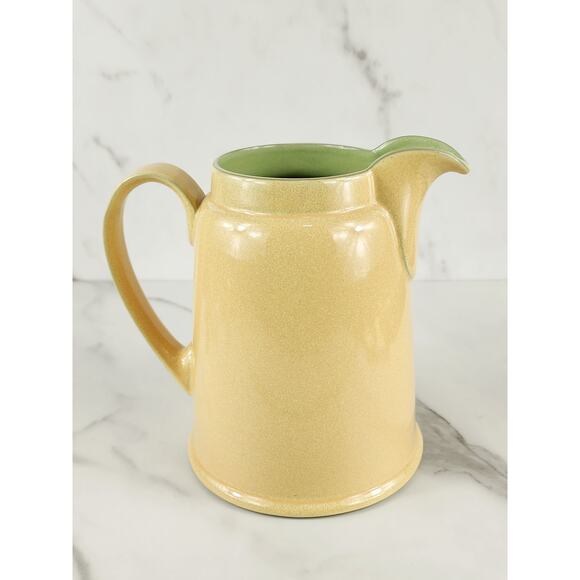 Denby Langley Jug Pitcher 32oz Handcrafted Lemon Yellow Green 6 1/4" England Vtg - Picture 1 of 16